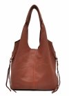 Brązowa Torebka Shopper z Naturalnej Skóry - 2w1