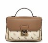 Torebka kuferek listonoszka  crossbody GUANCHI beżowa brązowa z klapą