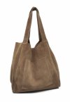 Zamszowa torebka shopper skóra naturalna bezowa camel