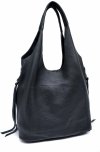 Czarna Torebka Shopper z Naturalnej Skóry - 2w1