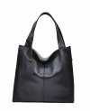 Vera Pelle Italy torebka shopper skóra naturalna czarny