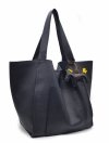 Czarny shopper worek Torebka z Naturalnej Skóry - 2w1