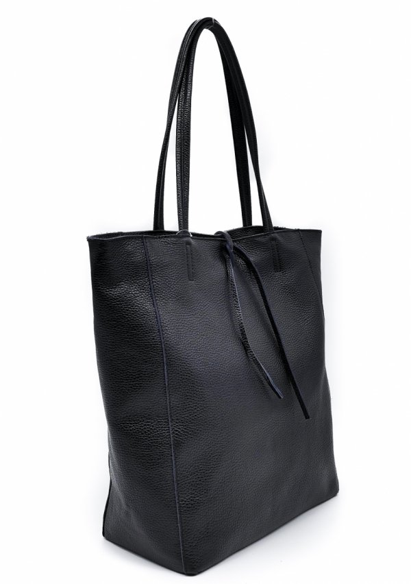 Vera Pelle torebka shopper skóra naturalna czarna Laura Biaggi
