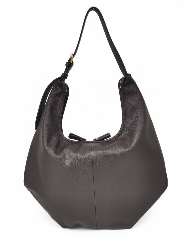 Czekoladowy worek skóra naturalna Laura Biaggi