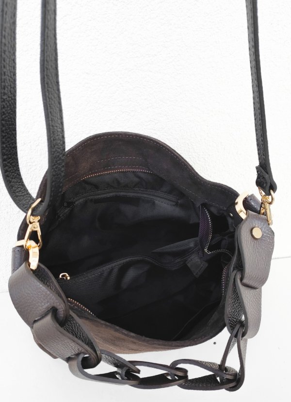 Torebka worek listonoszka torebka zamszowa czekoladowa Espresso