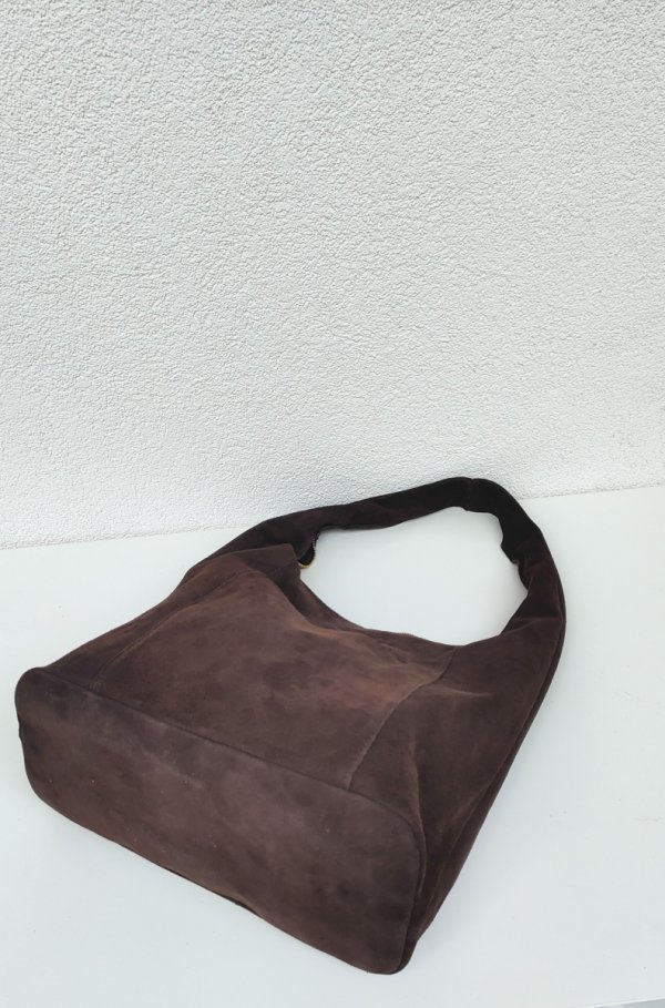 Zamszowy czekoladowy worek