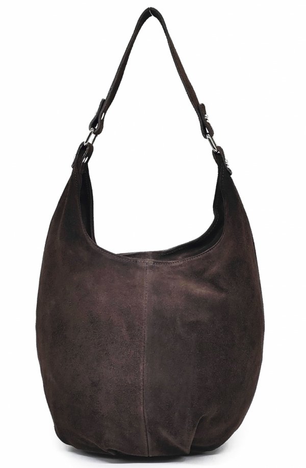 Zamszowy brązowy czekoladowy worek skóra naturalna vera pele