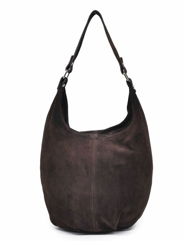 Zamszowy brązowy czekoladowy worek skóra naturalna vera pele