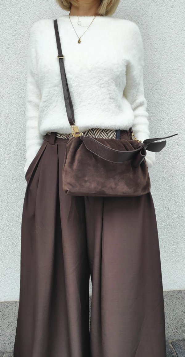 Listonoszka torebka zamszowa czekoladowa espresso