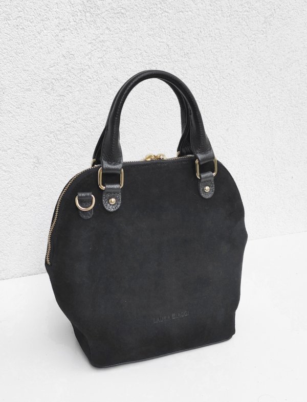 Zamszowy Plecak torebka listonoszka czarny Laura Biaggi