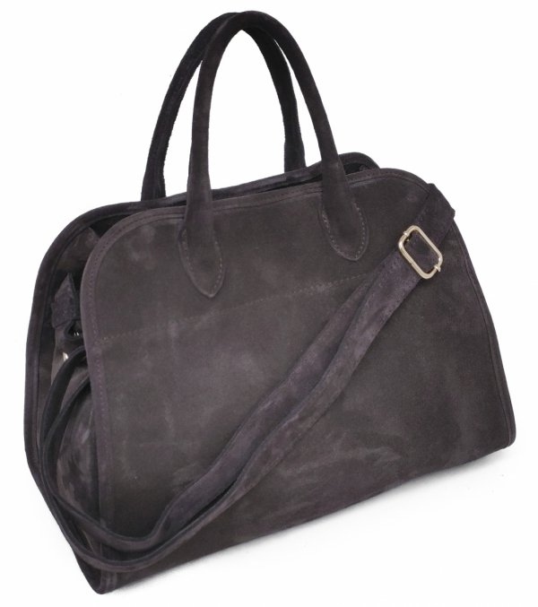 Zamszowa torebka kuferek skóra naturalna brązowa mleczna czekolada