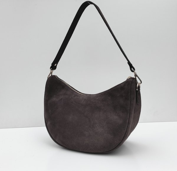 Zamszowa czekoladowa torebka worek listonoszka skóra naturalna vera pelle