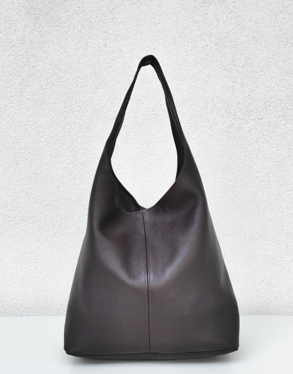 Czekoladowy worek z naturalnej skóry vera pelle