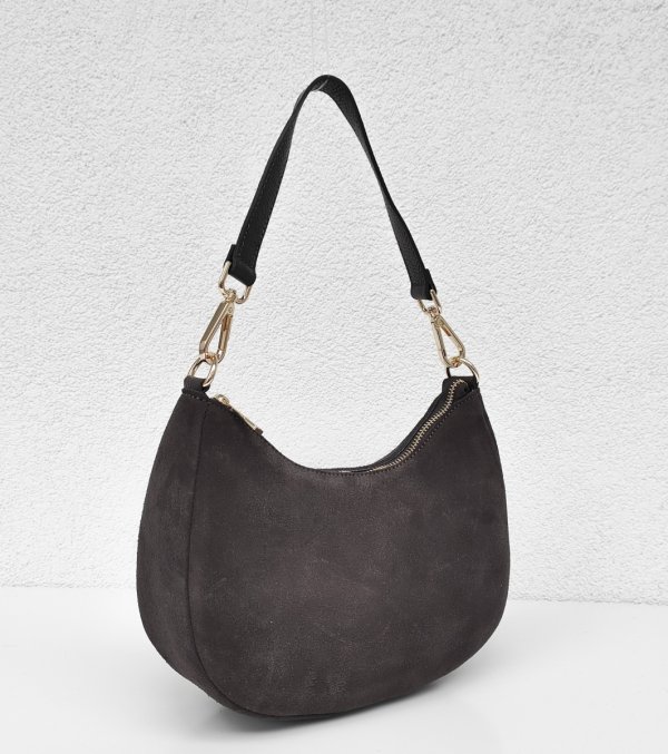 Czekoladowa brązowa zamszowa listonoszka skóra naturalna