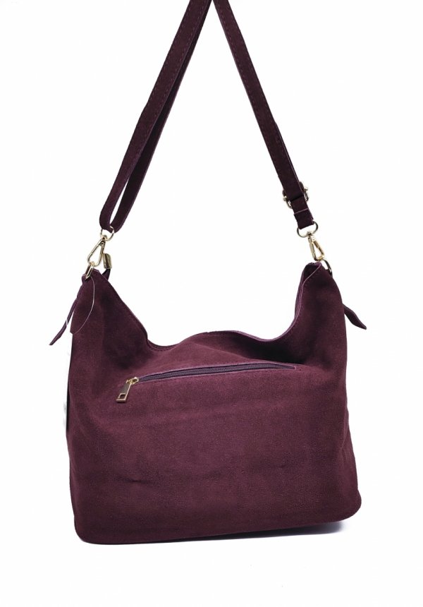 Zamszowy worek skóra bordowy Laura Biaggi