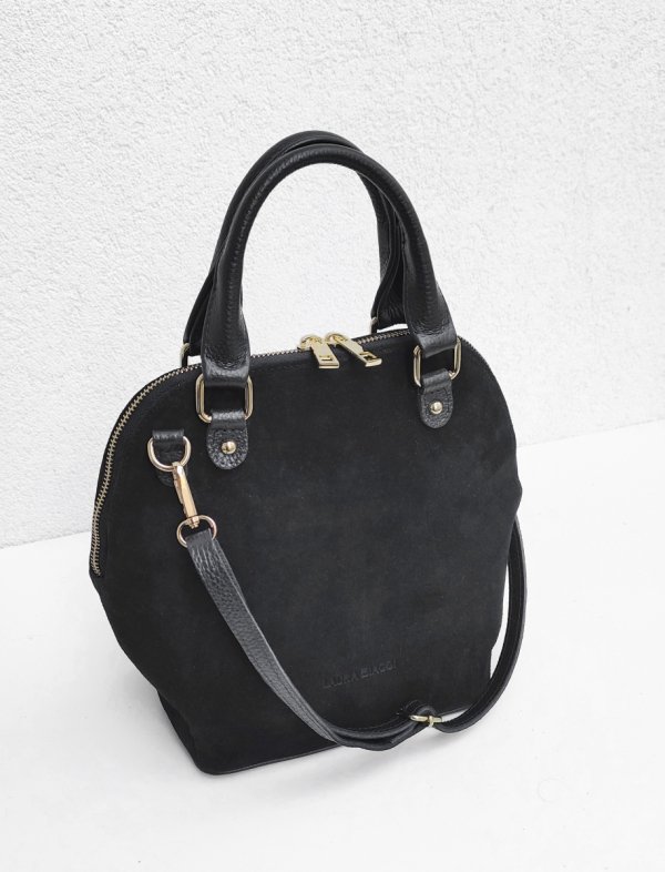 Zamszowy Plecak torebka listonoszka czarny Laura Biaggi