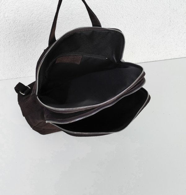 Czekoladowy Plecak skóra naturalna zamsz Vera Pelle