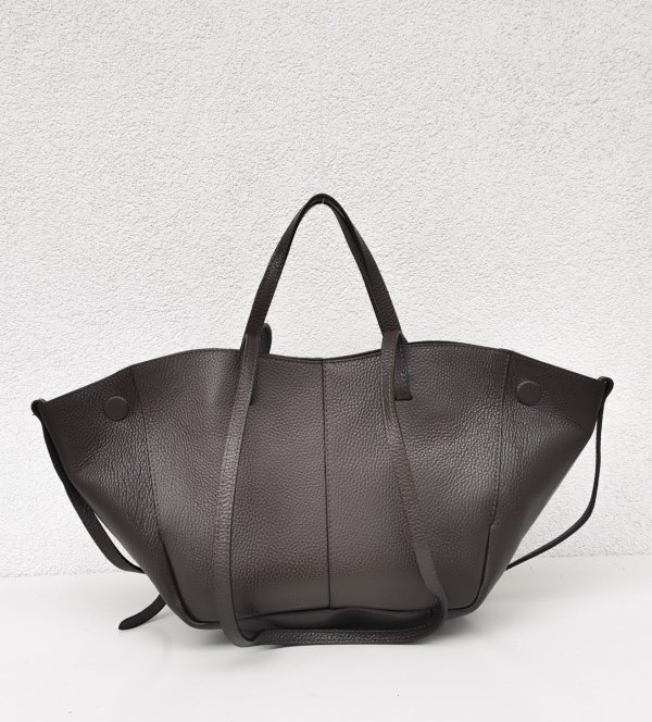 Czekoladowa brązowa torebka Shopperka Vera Pelle do ręki na ramie