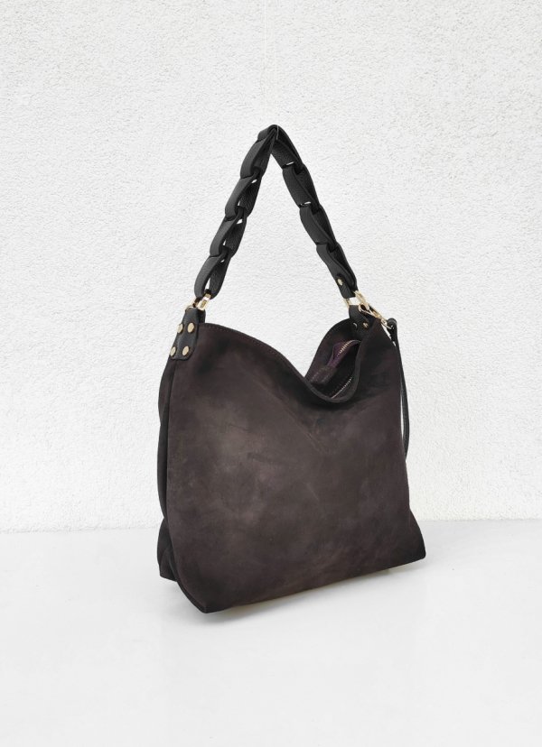 Torebka worek listonoszka torebka zamszowa czekoladowa Espresso