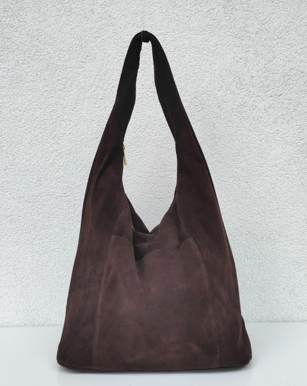 Zamszowy czekoladowy worek