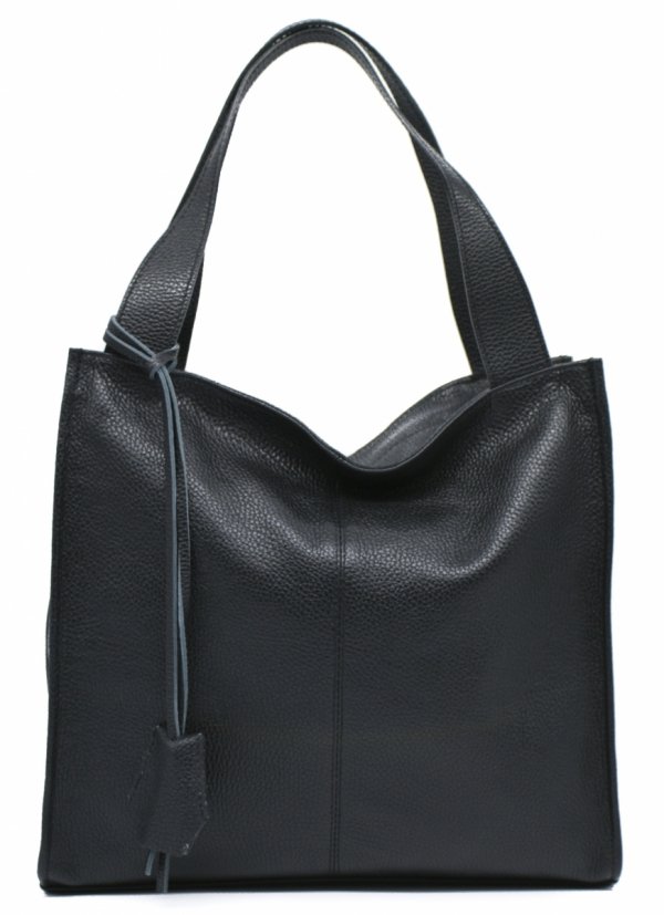 Vera Pelle Italy torebka shopper skóra naturalna czarny