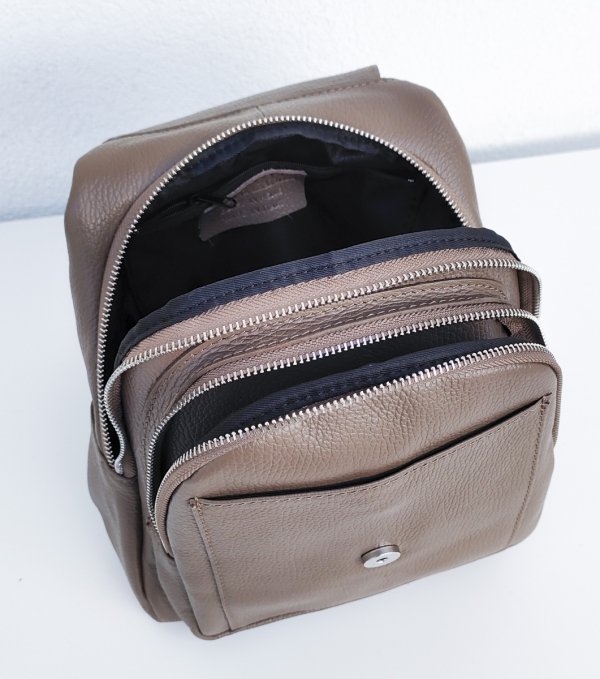 Beżowy Fango Plecak skóra naturalna zamsz Vera Pelle