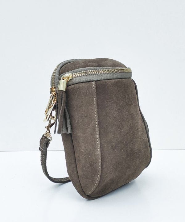 Listonoszka zamszowa rowerówka brązowa czekoladowa