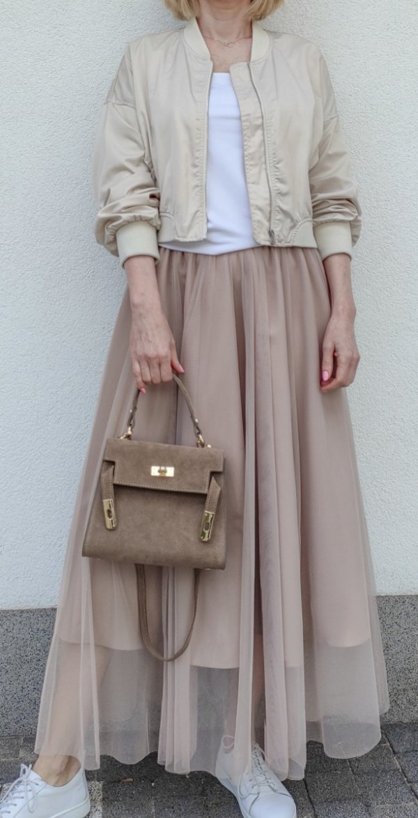 Modna zamszowa torebka skóra naturalna  Laura Biaggi beżowa taupe