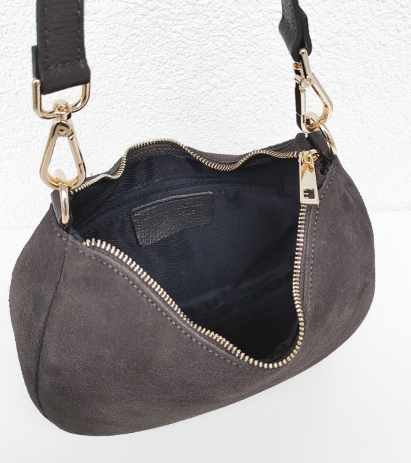 Czekoladowa brązowa zamszowa listonoszka skóra naturalna