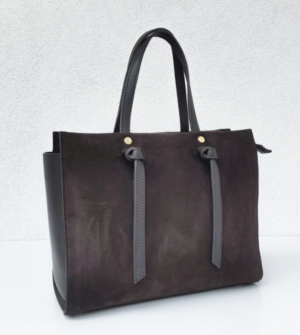 Klasyczna modna torebka zamszowa czekoladowa espresso