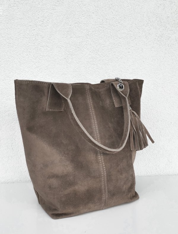 Beżowa taupe zamszowa torebka