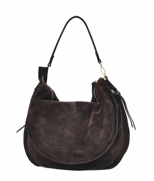 Czekoladowa zamszowa torebka worek listonoszka