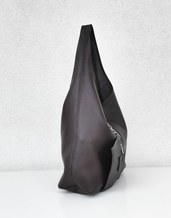 Czekoladowy worek z naturalnej skóry vera pelle