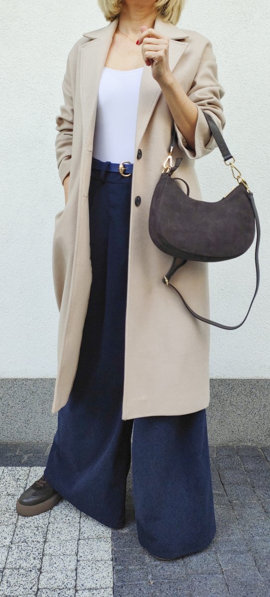 Czekoladowa brązowa zamszowa listonoszka skóra naturalna