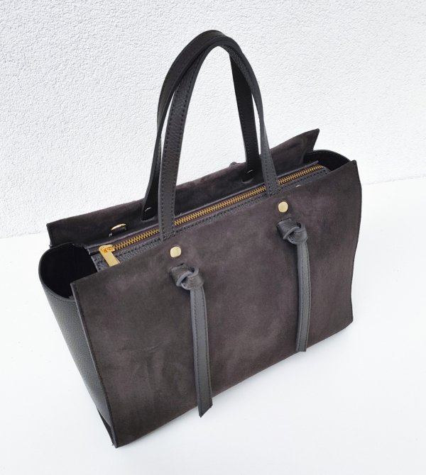 Klasyczna modna torebka zamszowa czekoladowa espresso