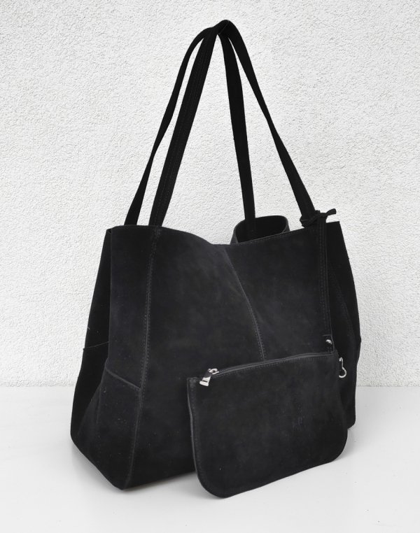 MAXI shopper torba skóra zamszowa czarna