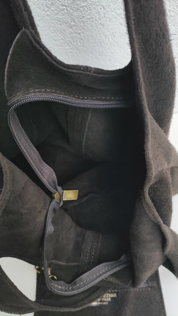 Zamszowy czekoladowy worek Vera Pelle