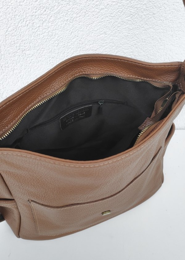 Torebka worek listonoszka ruda cynamonowa Vera Pelle