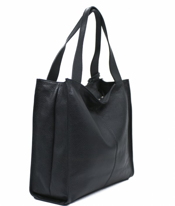 Vera Pelle Italy torebka shopper skóra naturalna czarny