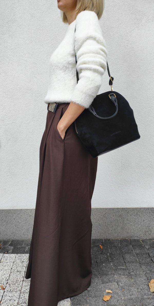 Zamszowy Plecak torebka listonoszka czarny Laura Biaggi