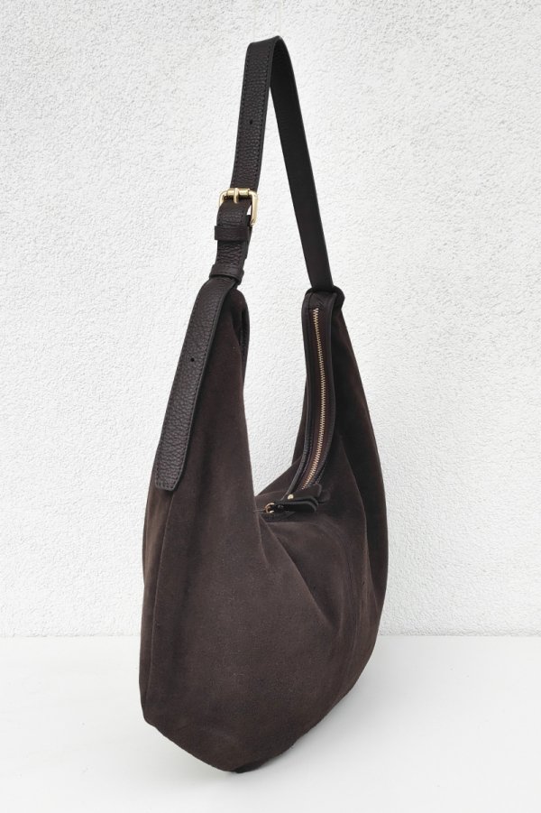 Zamszowy czekoladowy worek skóra naturalna Laura Biaggi