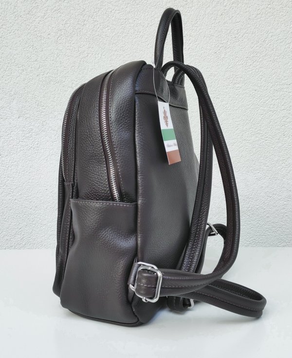 Brązowy ciemno czekoladowy Plecak skóra naturalna zamsz Vera Pelle