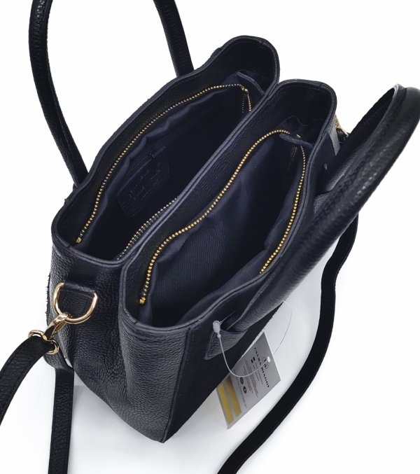 Mały kuferek crossbody torebka skóra zamsz czarna Laura Biaggi