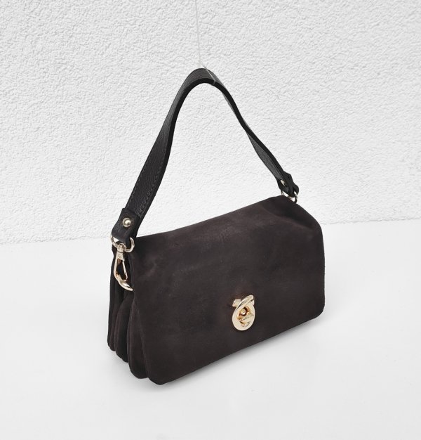 Mini zamszowa czekoladowa listonoszka Vera Pelle