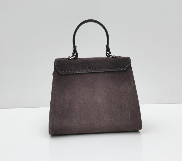 Modna zamszowa torebka skóra naturalna  Laura Biaggi brązowa czekoladowa espresso