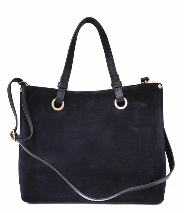 Klasyczna modna torebka aktówka zamszowa czarna