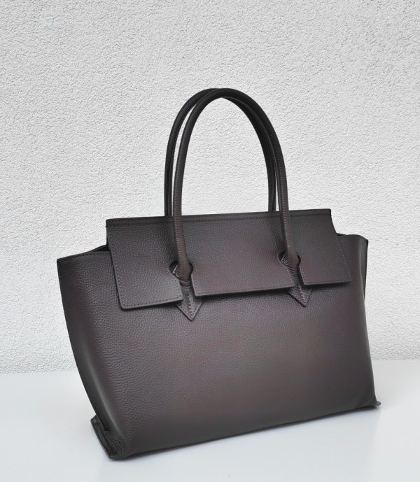 Klasyczna torebka Vera Pelle skóra brązowa czekoladowa