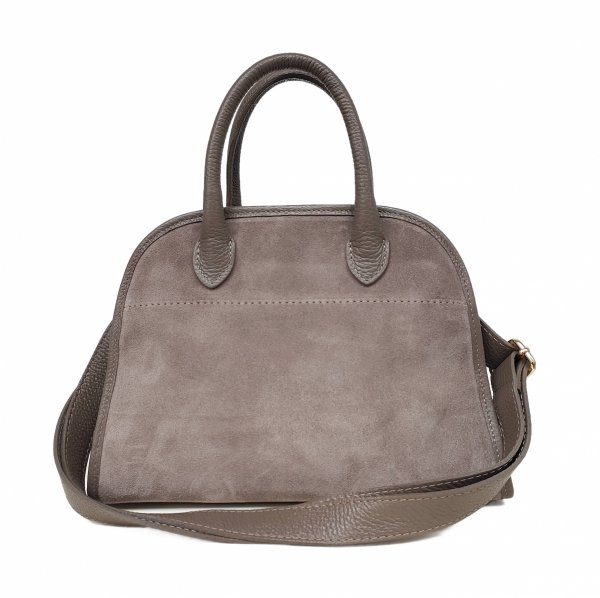 Zamszowa torebka kuferek skóra naturalna beżowa dark taupe