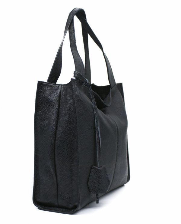 Vera Pelle Italy torebka shopper skóra naturalna czarny