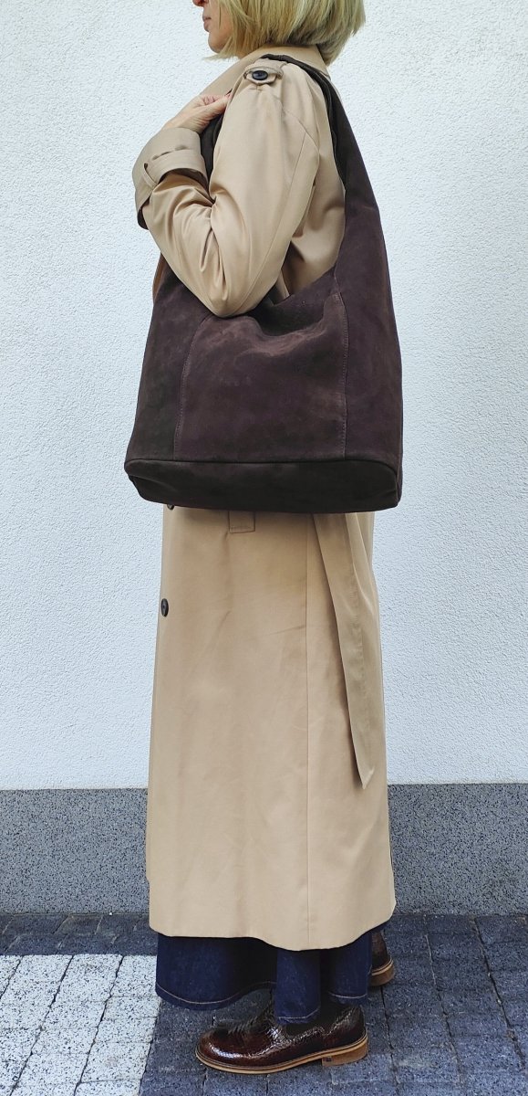 Zamszowy czekoladowy worek